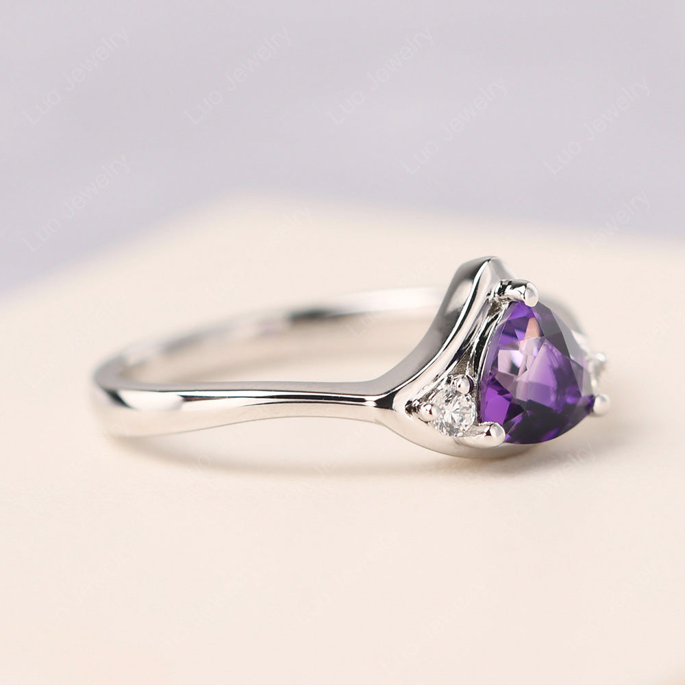 Amethyst Ring Triangle Engagement Ring - LUO Jewelry