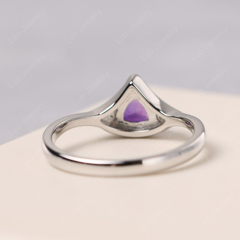 Amethyst Ring Triangle Engagement Ring - LUO Jewelry