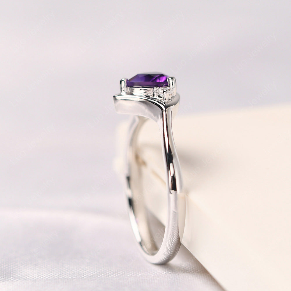 Amethyst Ring Triangle Engagement Ring - LUO Jewelry