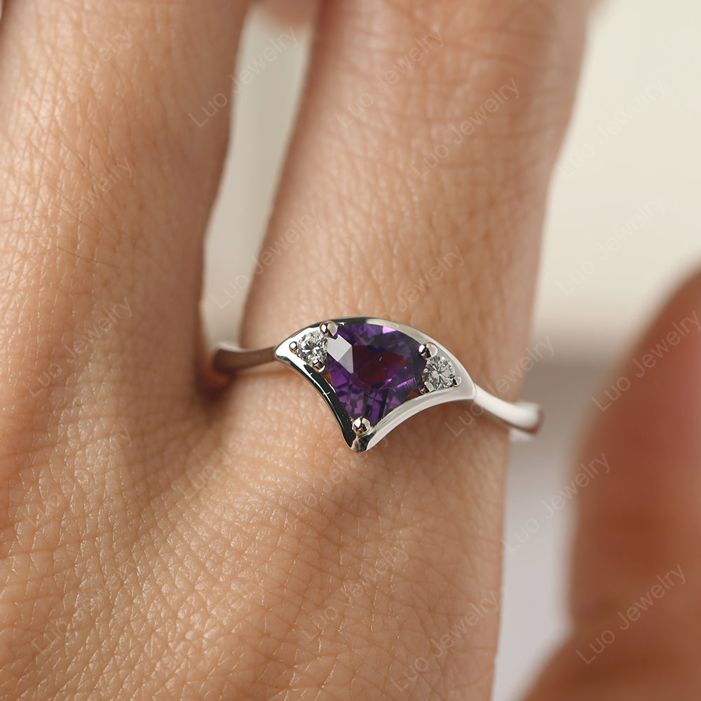 Amethyst Ring Triangle Engagement Ring - LUO Jewelry