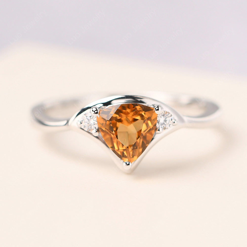 Citrine Ring Triangle Engagement Ring - LUO Jewelry