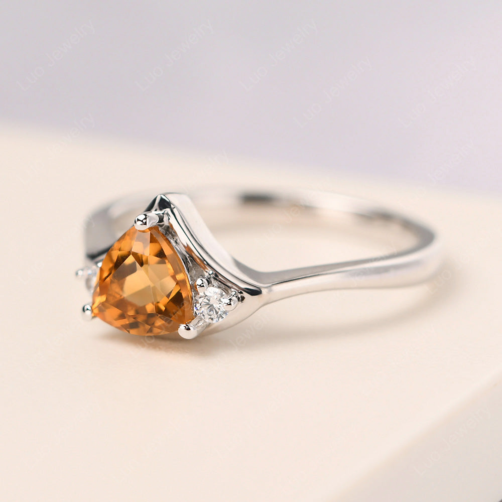 Citrine Ring Triangle Engagement Ring - LUO Jewelry