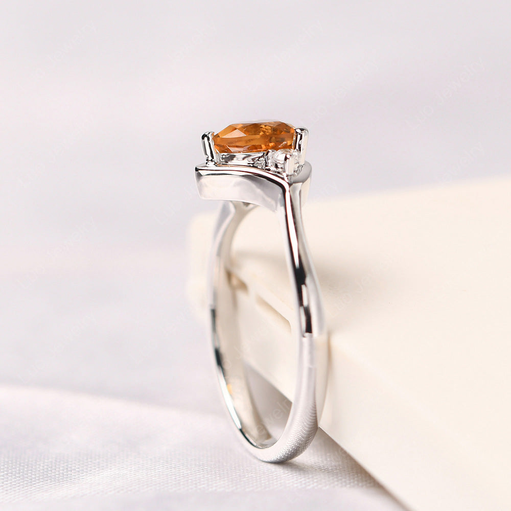 Citrine Ring Triangle Engagement Ring - LUO Jewelry