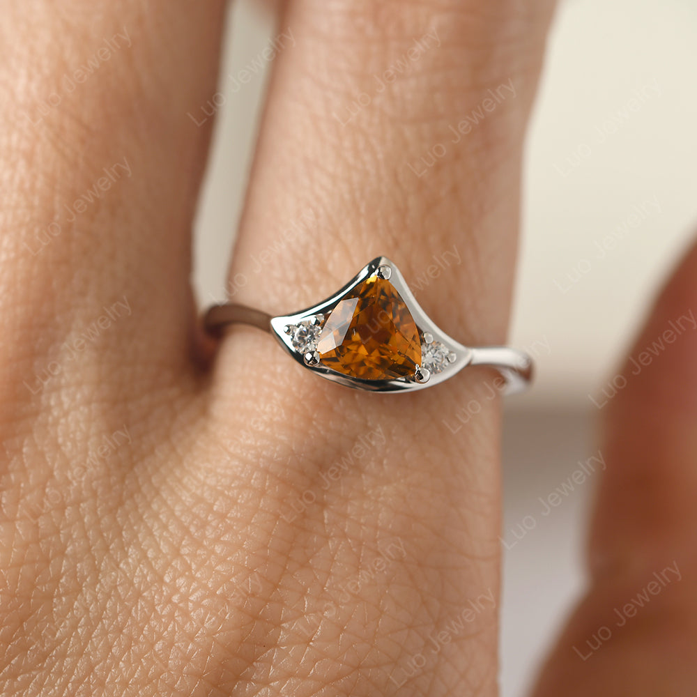 Citrine Ring Triangle Engagement Ring - LUO Jewelry