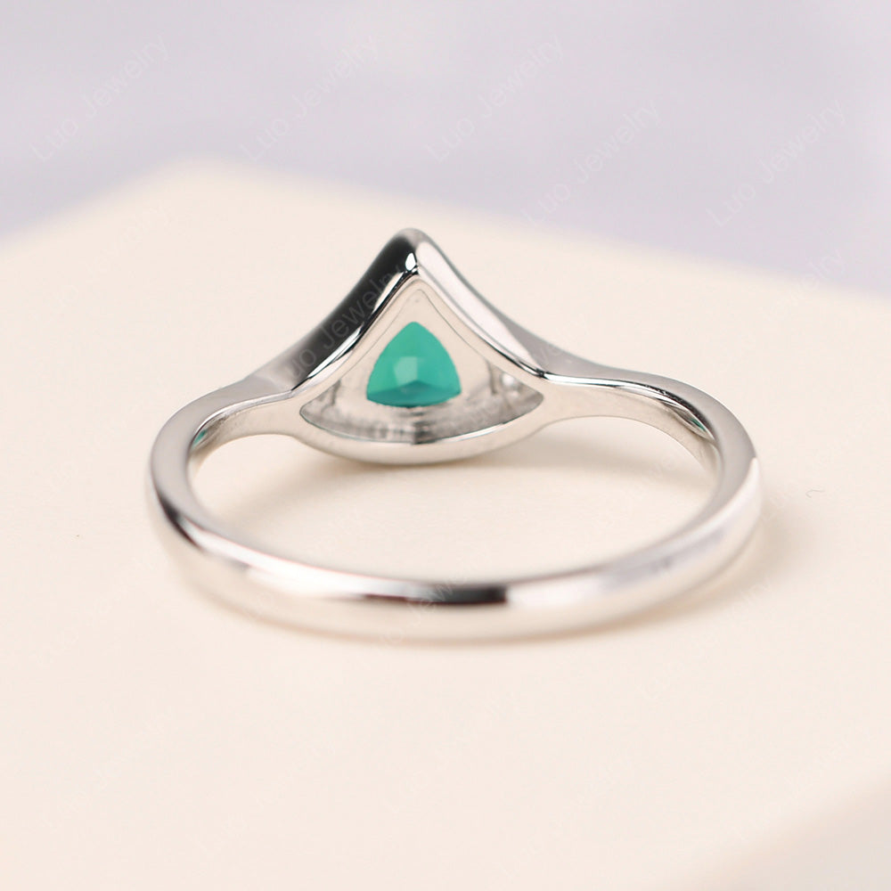 Emerald Ring Triangle Engagement Ring - LUO Jewelry