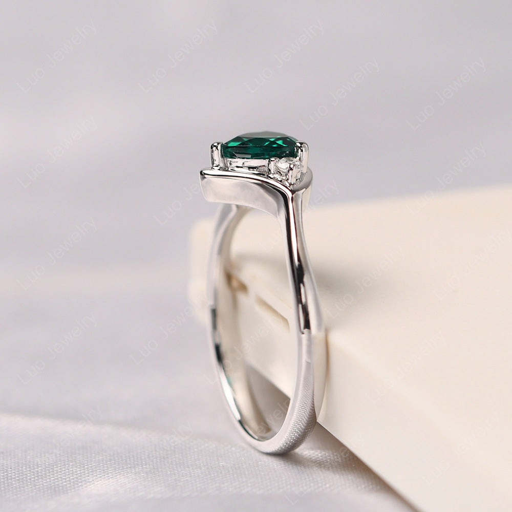 Emerald Ring Triangle Engagement Ring - LUO Jewelry