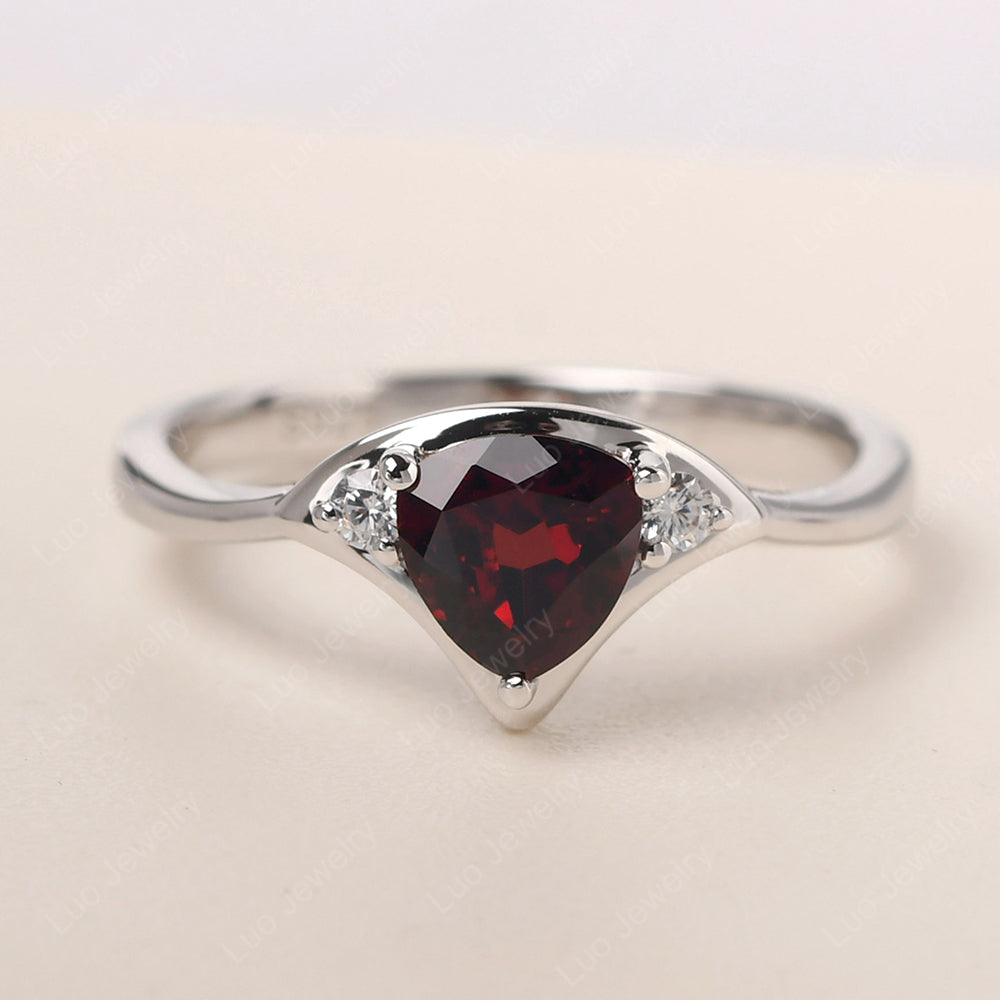 Garnet Ring Triangle Engagement Ring - LUO Jewelry