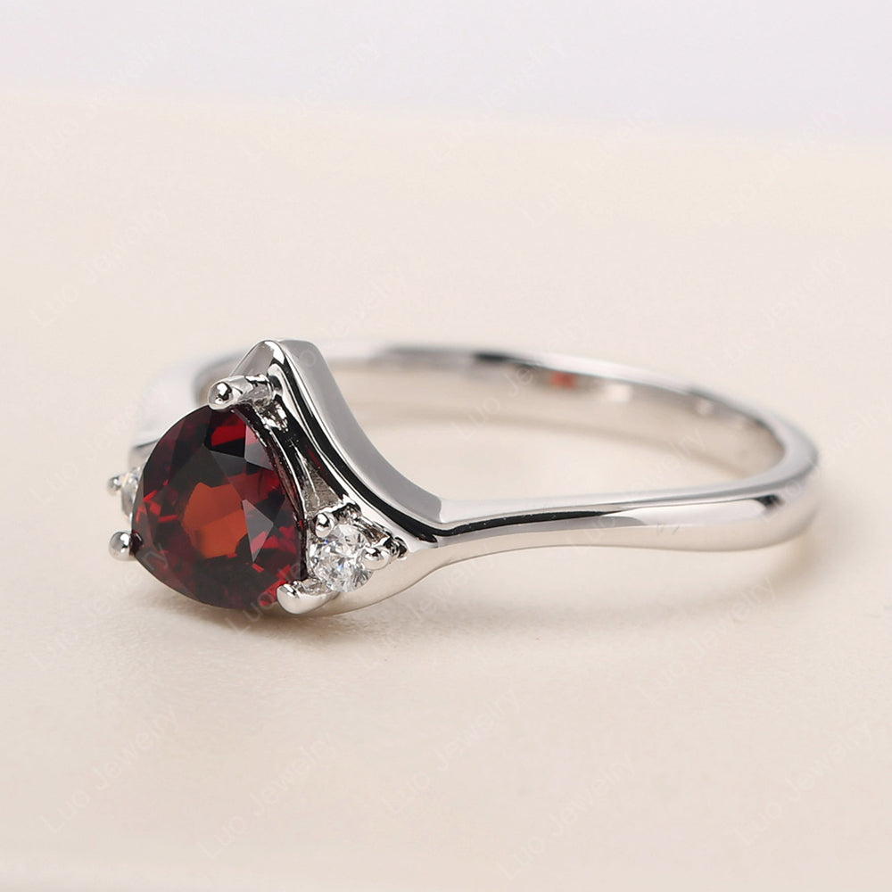 Garnet Ring Triangle Engagement Ring - LUO Jewelry