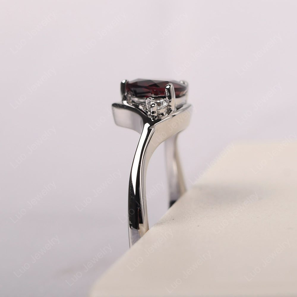 Garnet Ring Triangle Engagement Ring - LUO Jewelry