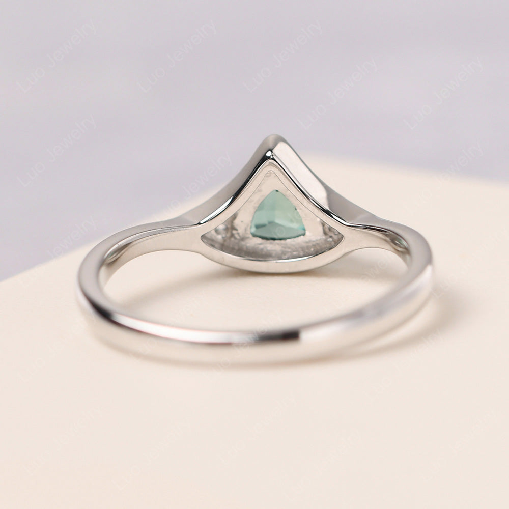 Green Sapphire Ring Triangle Engagement Ring - LUO Jewelry