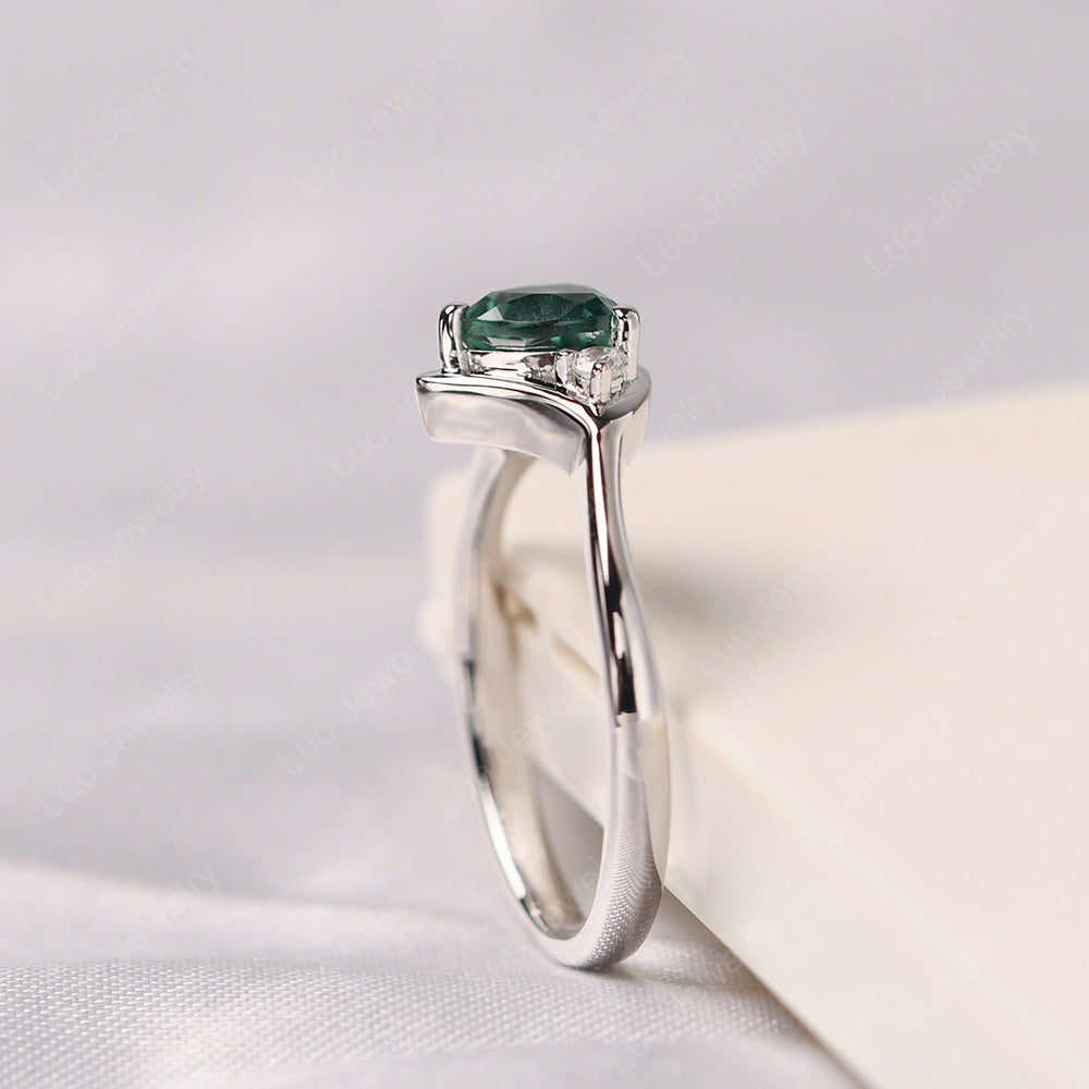 Green Sapphire Ring Triangle Engagement Ring - LUO Jewelry