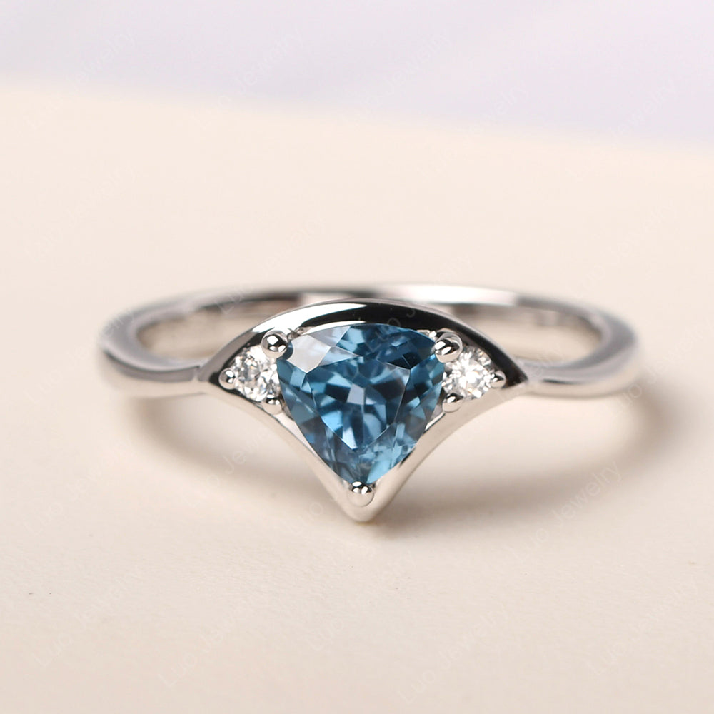 London Blue Topaz Ring Triangle Engagement Ring - LUO Jewelry