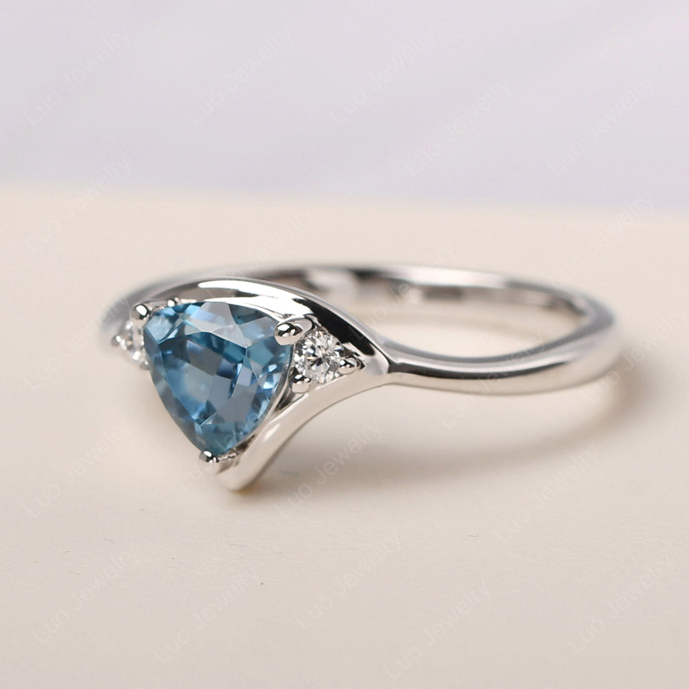 London Blue Topaz Ring Triangle Engagement Ring - LUO Jewelry