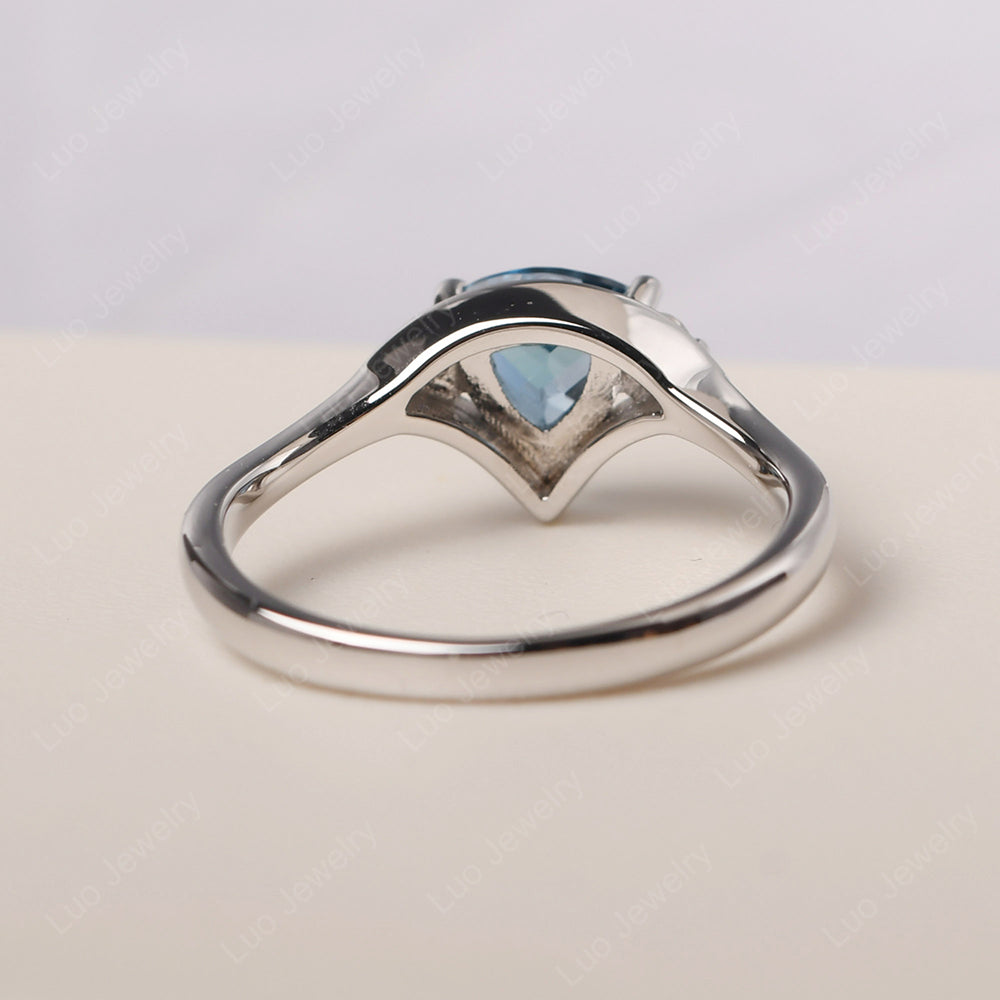 London Blue Topaz Ring Triangle Engagement Ring - LUO Jewelry