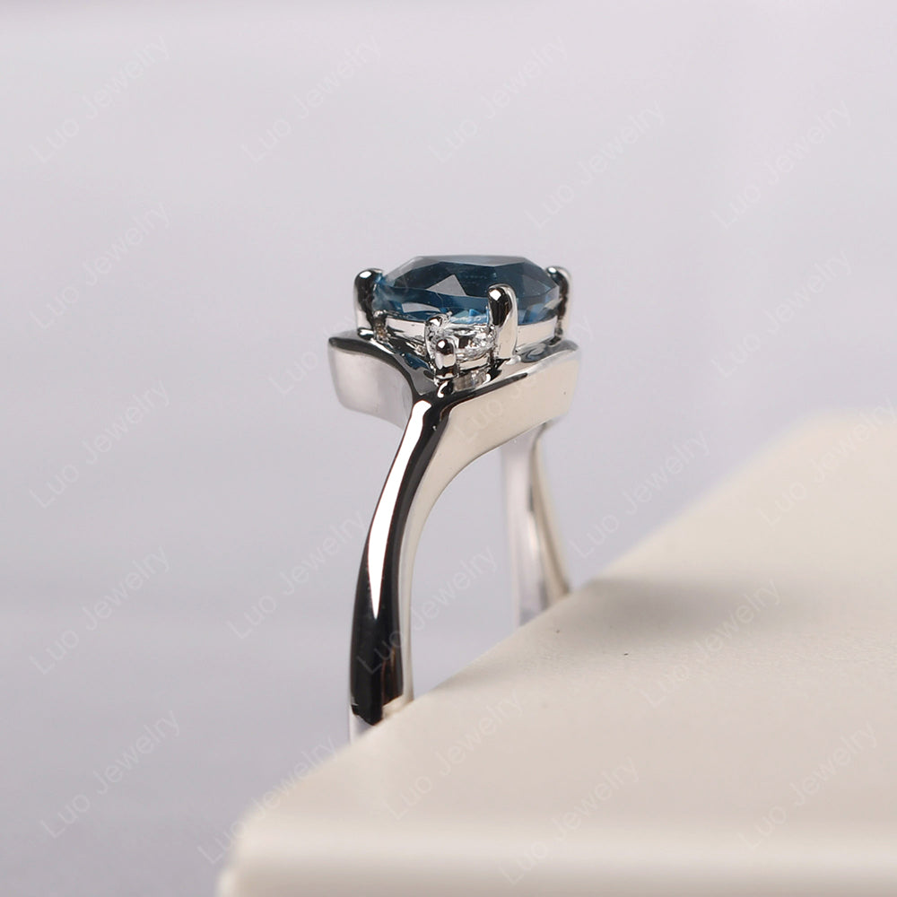 London Blue Topaz Ring Triangle Engagement Ring - LUO Jewelry