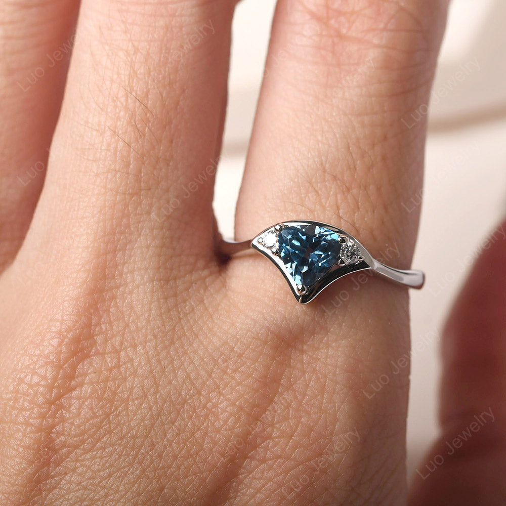 London Blue Topaz Ring Triangle Engagement Ring - LUO Jewelry