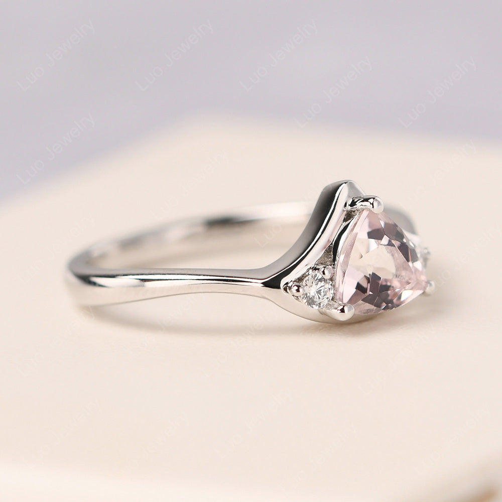 Morganite Ring Triangle Engagement Ring - LUO Jewelry
