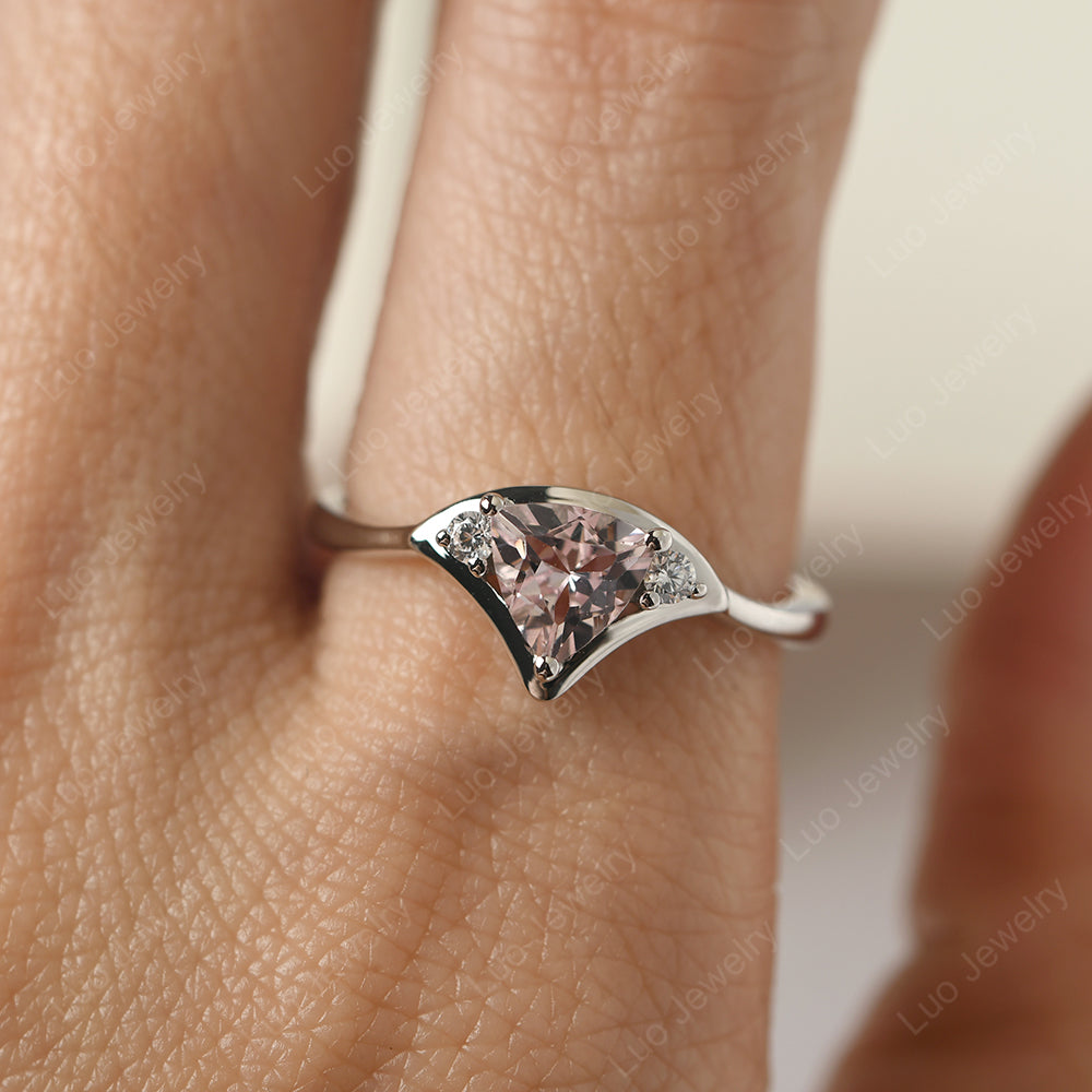 Morganite Ring Triangle Engagement Ring - LUO Jewelry