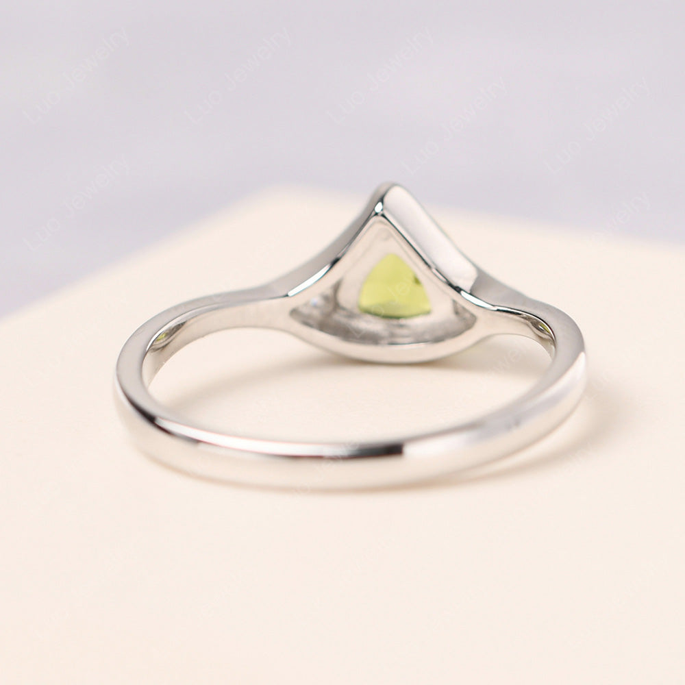 Peridot Ring Triangle Engagement Ring - LUO Jewelry