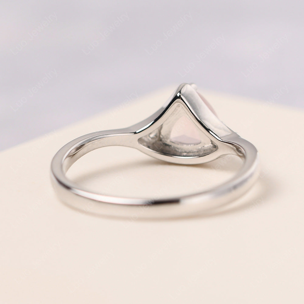 Rose Quartz Ring Triangle Engagement Ring - LUO Jewelry