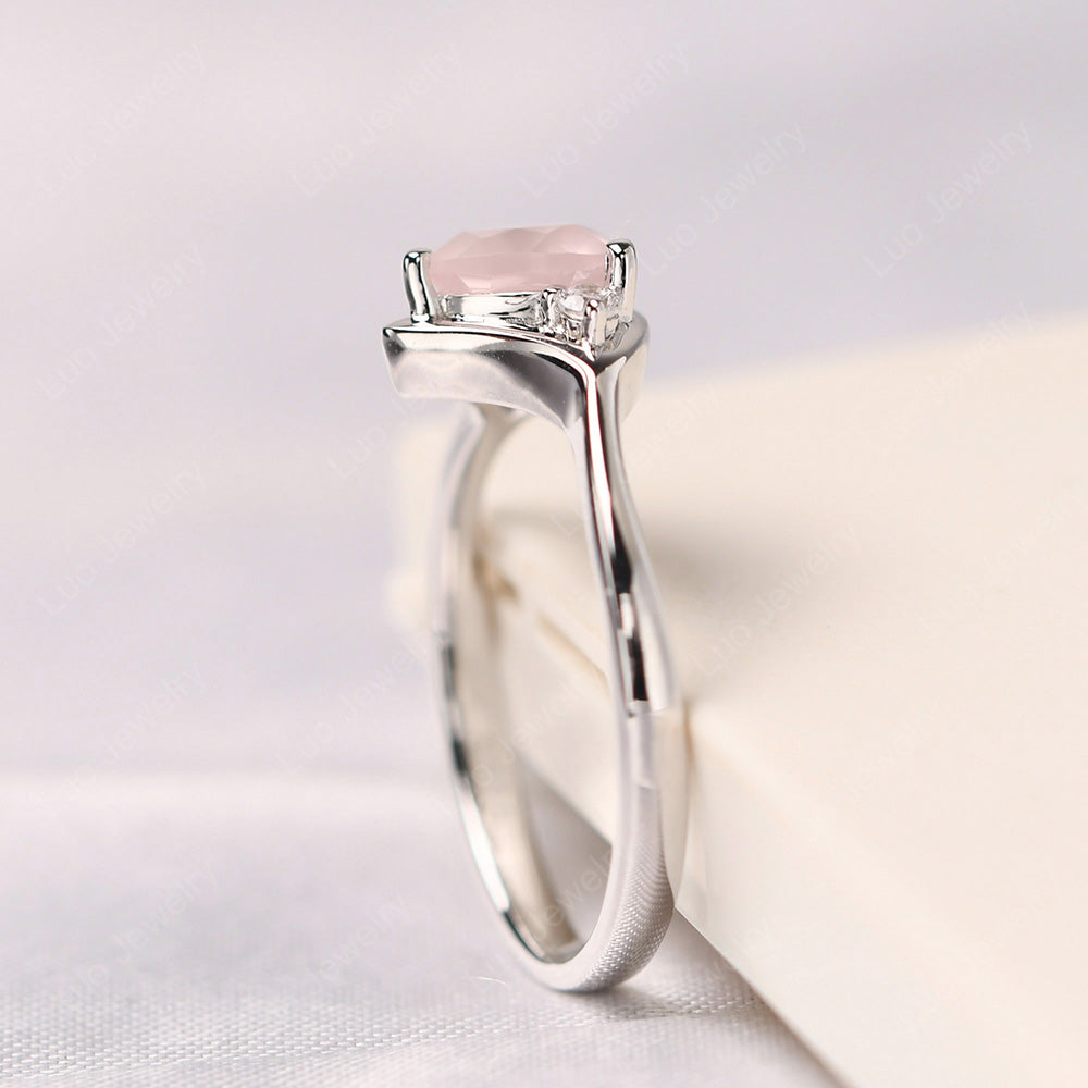 Rose Quartz Ring Triangle Engagement Ring - LUO Jewelry