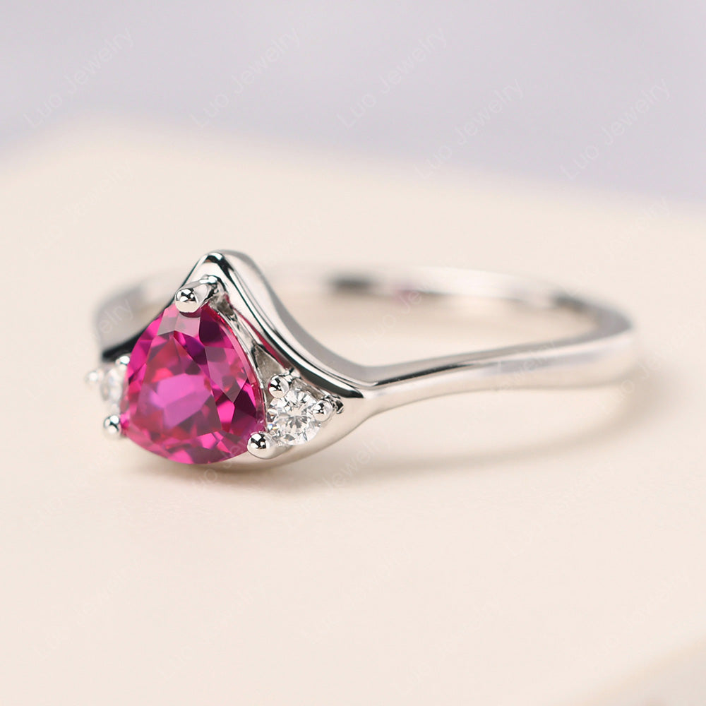 Ruby Ring Triangle Engagement Ring - LUO Jewelry