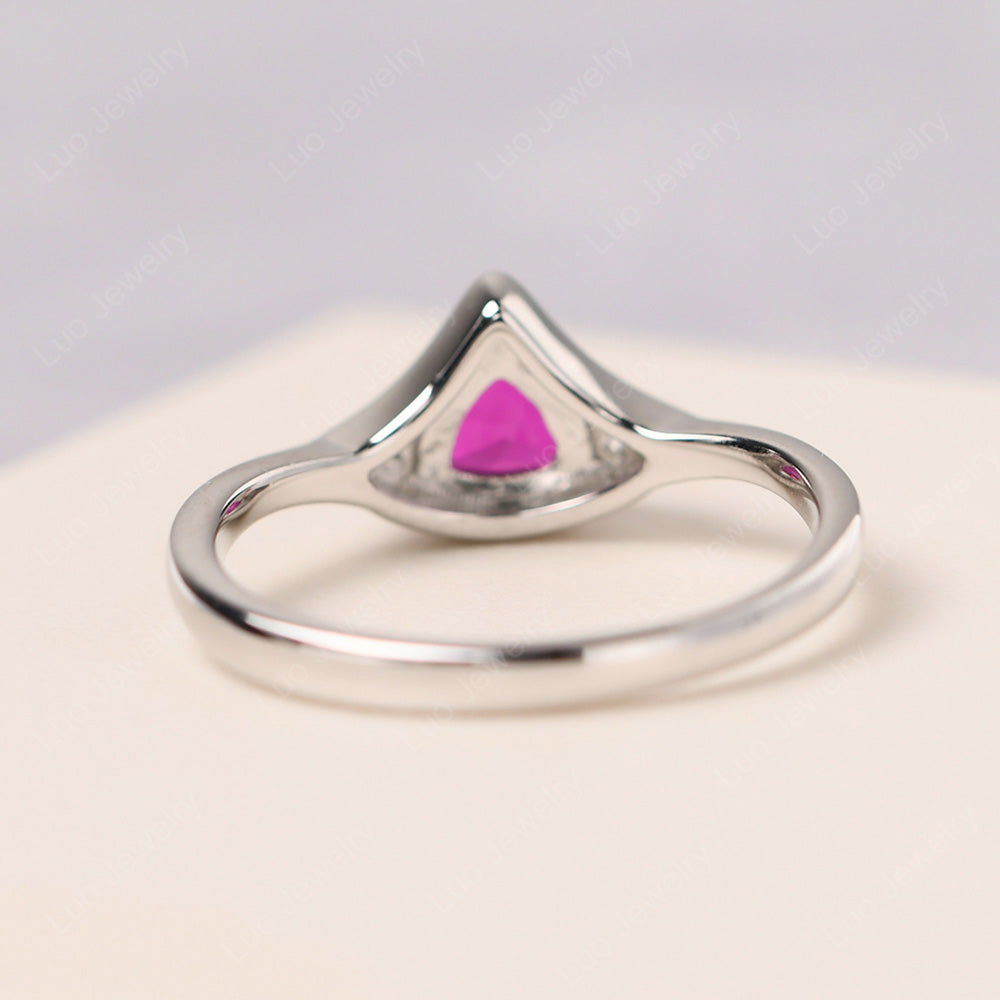 Ruby Ring Triangle Engagement Ring - LUO Jewelry