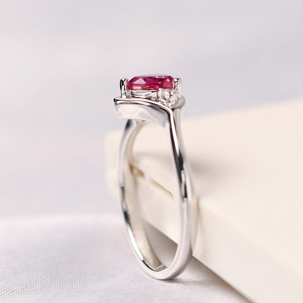 Ruby Ring Triangle Engagement Ring - LUO Jewelry