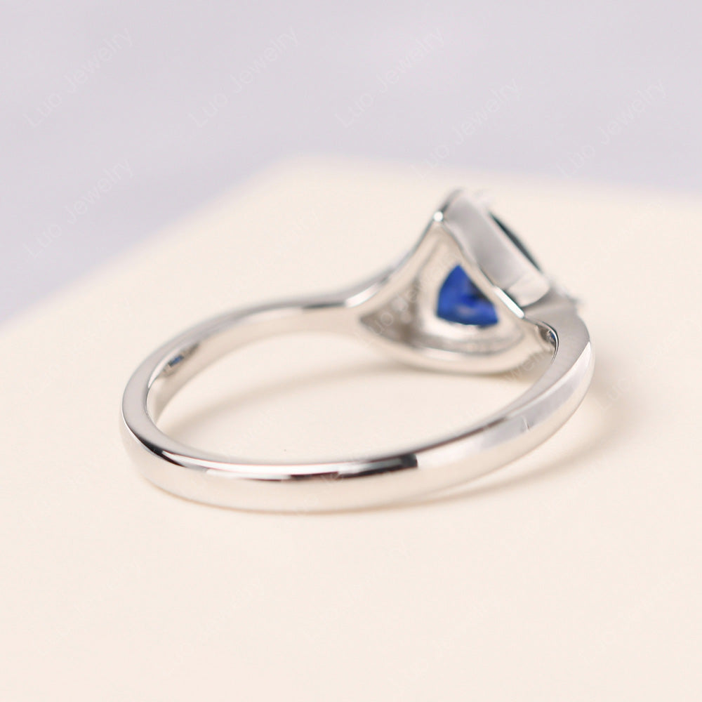 Lab Sapphire Ring Triangle Engagement Ring - LUO Jewelry