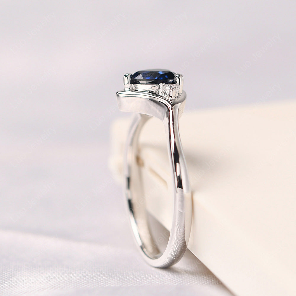 Lab Sapphire Ring Triangle Engagement Ring - LUO Jewelry