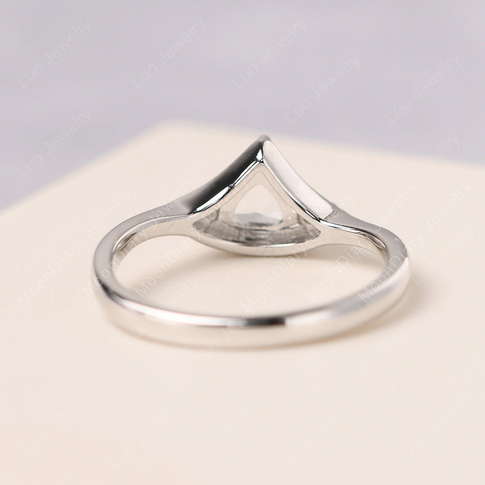 White Topaz Ring Triangle Engagement Ring - LUO Jewelry