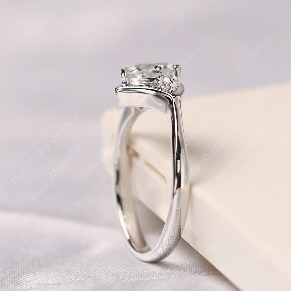 White Topaz Ring Triangle Engagement Ring - LUO Jewelry