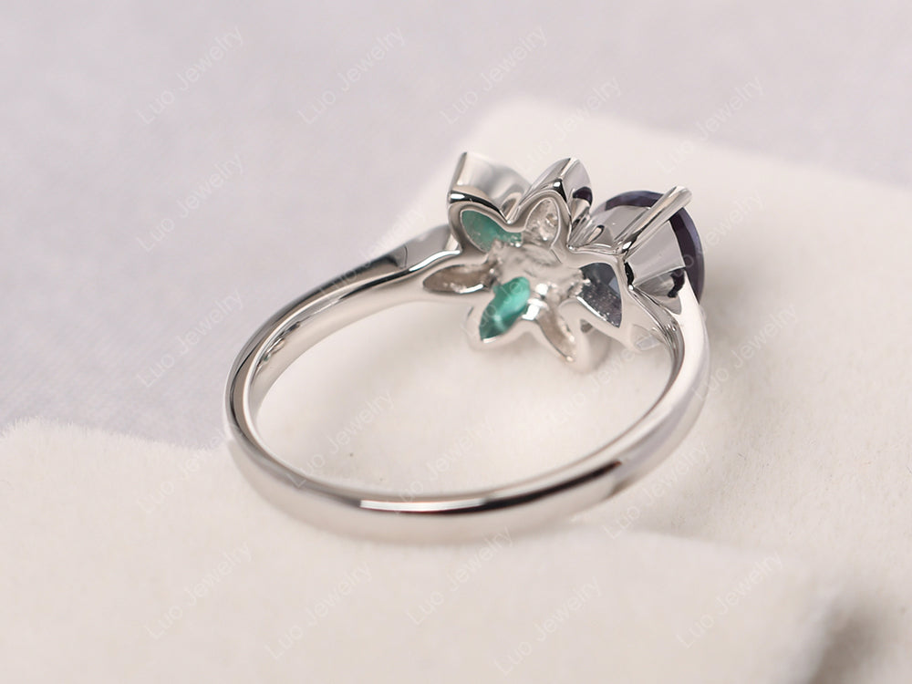 Trillion Cut Alexandrite Flower Ring - LUO Jewelry