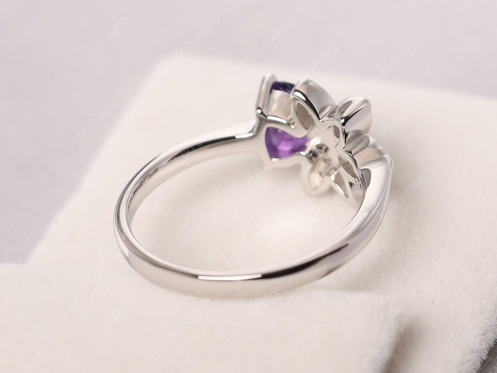 Trillion Cut Amethyst Flower Ring - LUO Jewelry