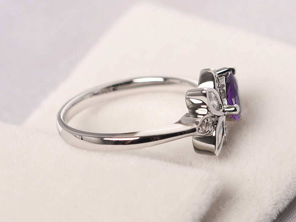 Trillion Cut Amethyst Flower Ring - LUO Jewelry