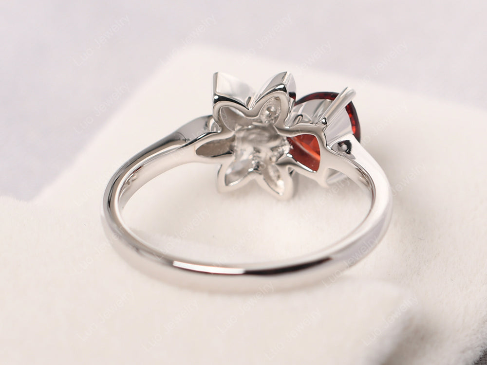 Trillion Cut Garnet Flower Ring - LUO Jewelry