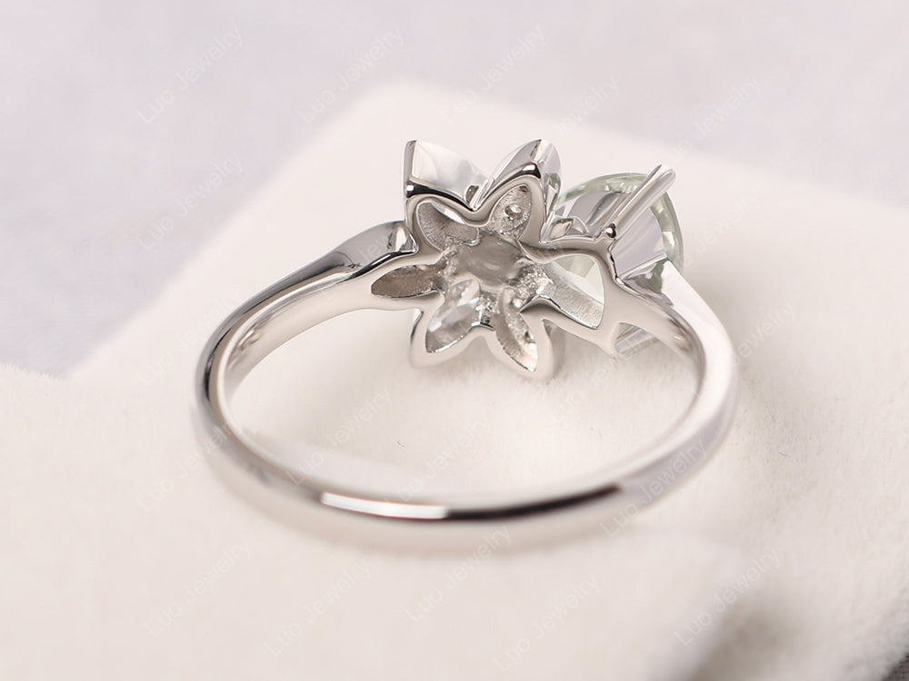 Trillion Cut Green Amethyst Flower Ring - LUO Jewelry