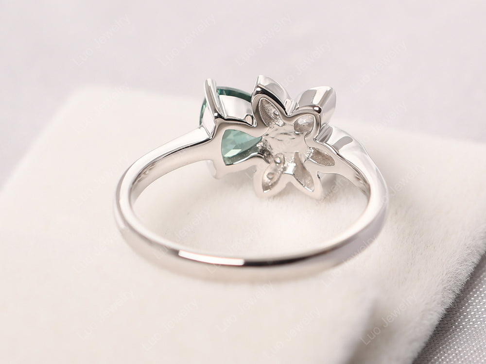 Trillion Cut Green Sapphire Flower Ring - LUO Jewelry