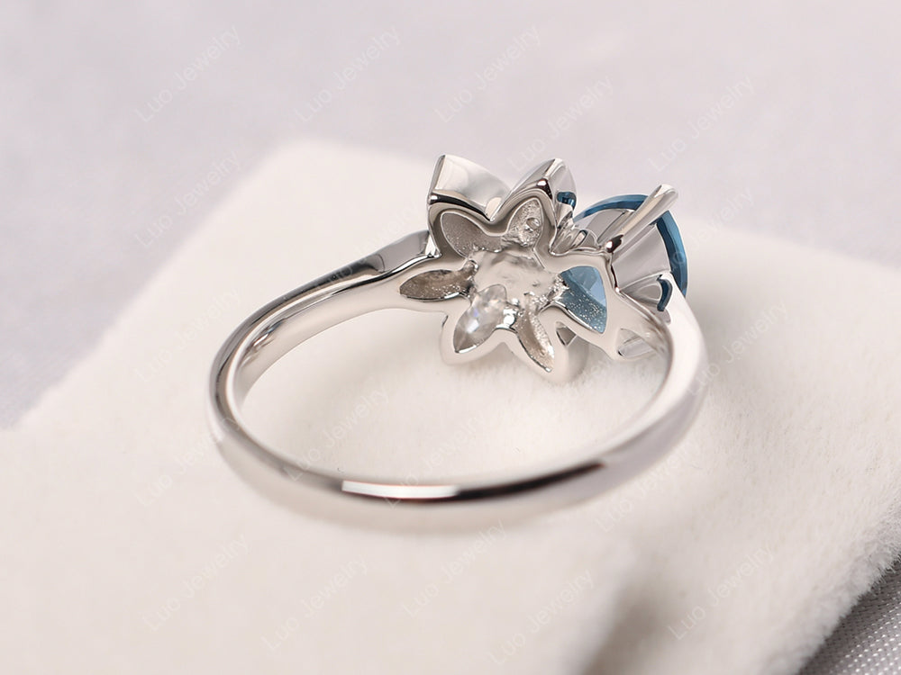 Trillion Cut London Blue Topaz Flower Ring - LUO Jewelry