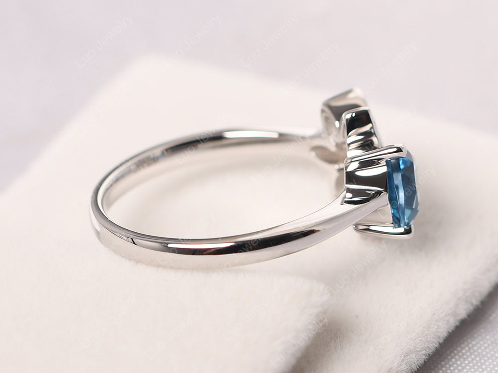 Trillion Cut London Blue Topaz Flower Ring - LUO Jewelry