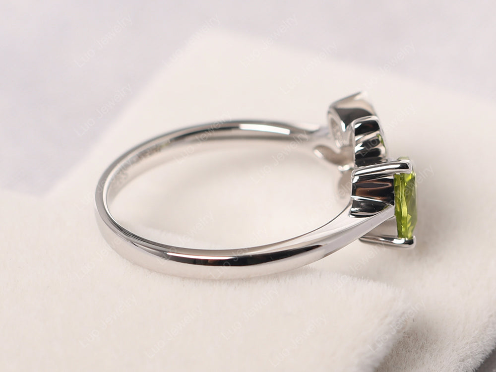 Trillion Cut Peridot Flower Ring - LUO Jewelry