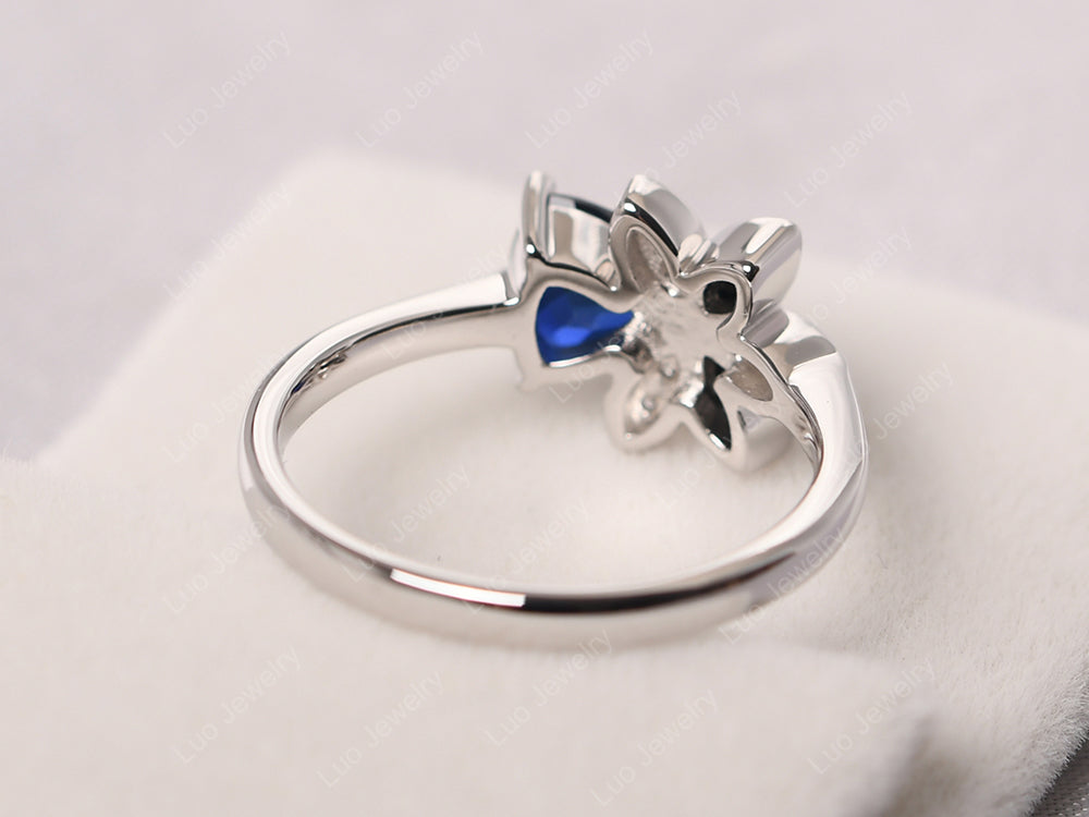 Trillion Cut Sapphire Flower Ring - LUO Jewelry