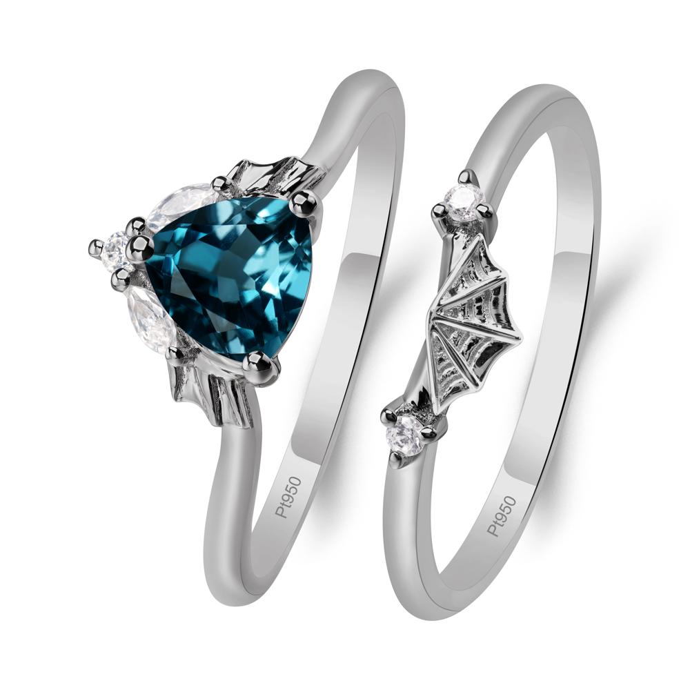 Bat and Spider Web London Blue Topaz Ring Set - LUO Jewelry #metal_platinum