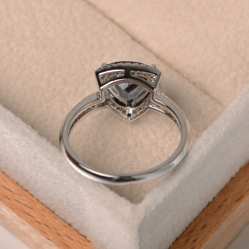 Alexandrite Trillion Cut Halo Engagement Ring - LUO Jewelry