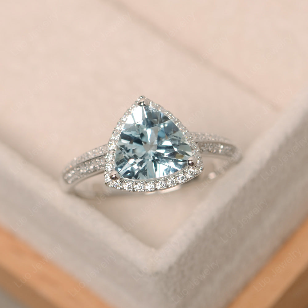 Luxury Aquamarine Halo Engagement Ring | LUO