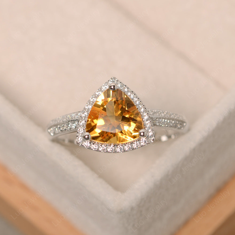 Citrine Trillion Cut Halo Engagement Ring - LUO Jewelry