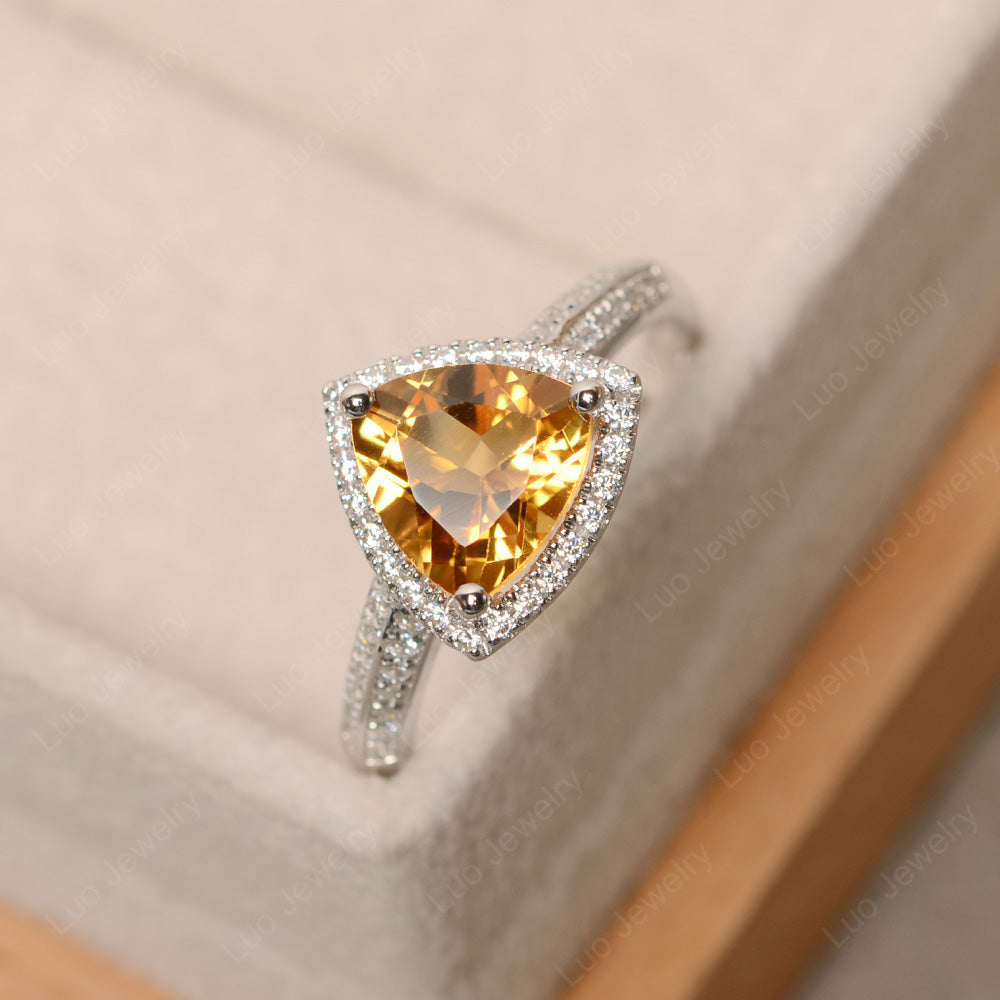 Citrine Trillion Cut Halo Engagement Ring - LUO Jewelry