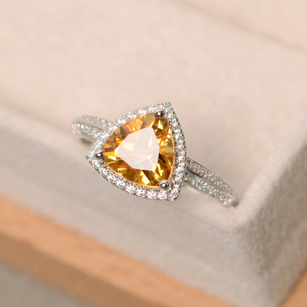 Citrine Trillion Cut Halo Engagement Ring - LUO Jewelry