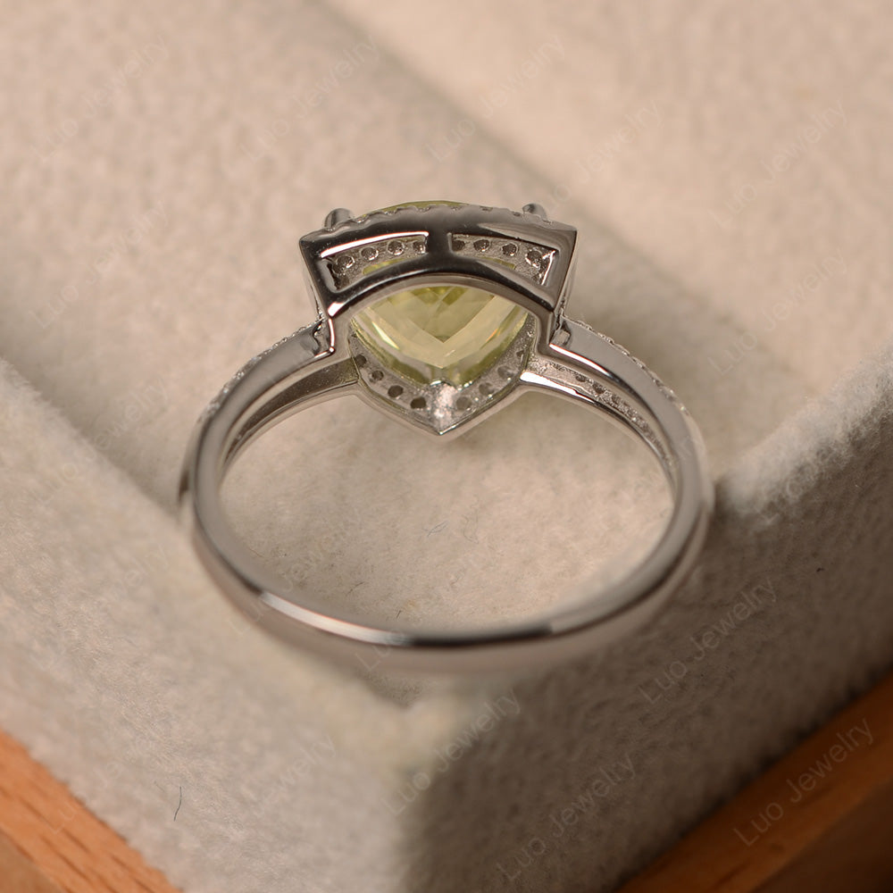 Lemon Quartz Trillion Cut Halo Engagement Ring - LUO Jewelry