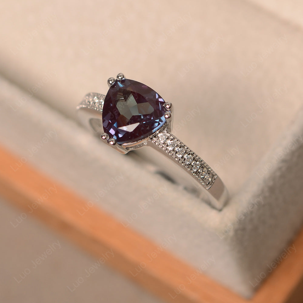 Trillion Cut Alexandrite Double Prong Ring - LUO Jewelry